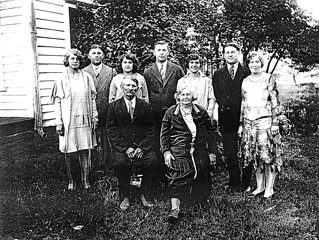 The Rosenberger family gathered for a family photo prior to a wedding in 1931. Seated are mom and dad, George “Charlie” and Wilhelmina Rosenberger. Back row, from the left, are: Mae, Leo, Annabelle, William, Olive, George and Barbara.
