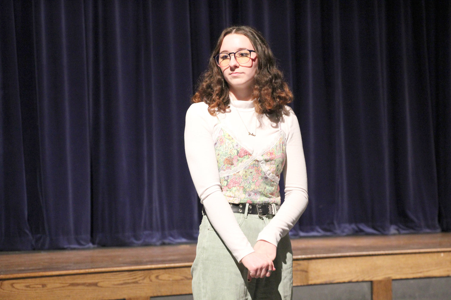Tri-Valley Senior Samantha Morgan sang “How Do I Love You, based on the poem “How Do I Love Thee” by Elizabeth Barrett Browning.