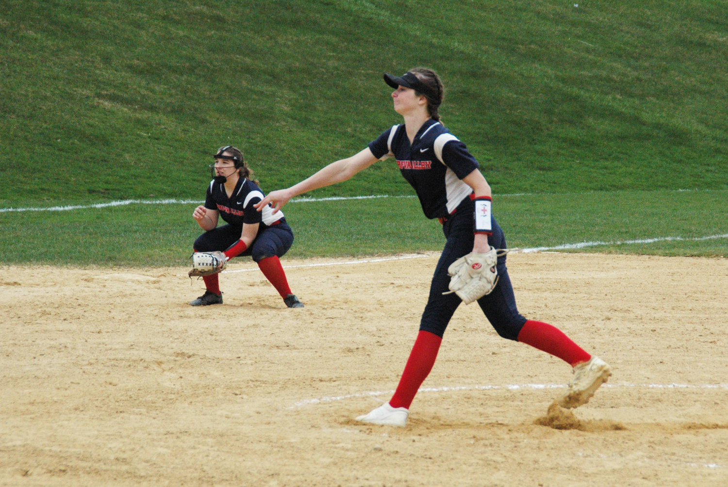 Jenna Carmody had a great game on Monday for Tri-Valley. Throwing a complete game with seven strikeouts, getting four hits, including two home runs, and earning the victory over Liberty, she was doing it all out there.