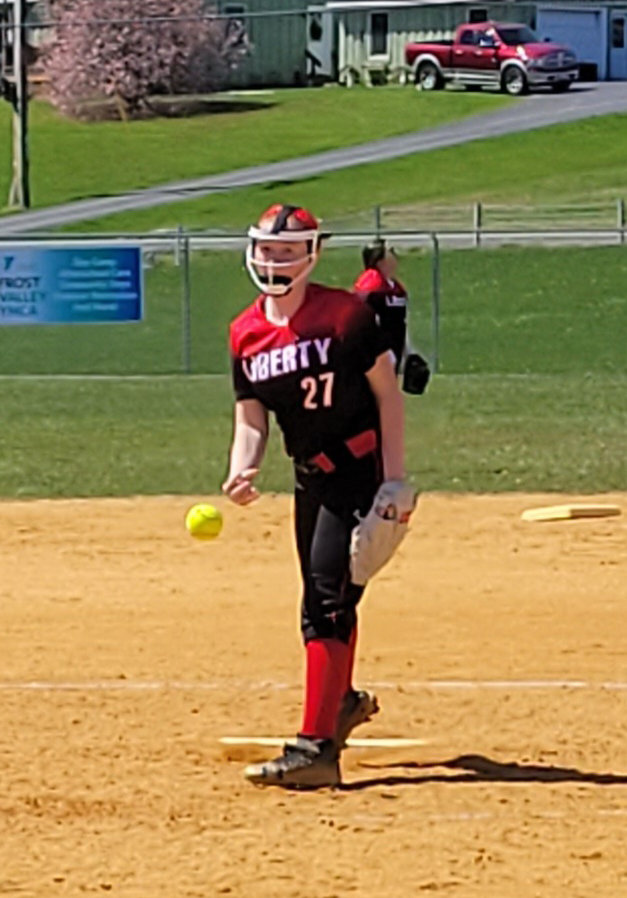 Liberty Eighth grader, Angie Wheeler, made her varsity debut against Ellenville, pitching a 1-2-3 inning on just seven pitches.