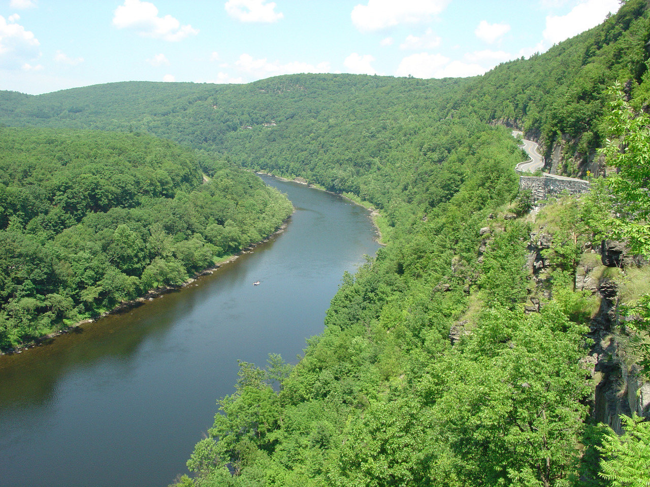 The Hawks Nest section of the New York State Route 97 Upper Delaware Scenic Byway in the Town of Deerpark offers a spectacular landscape.