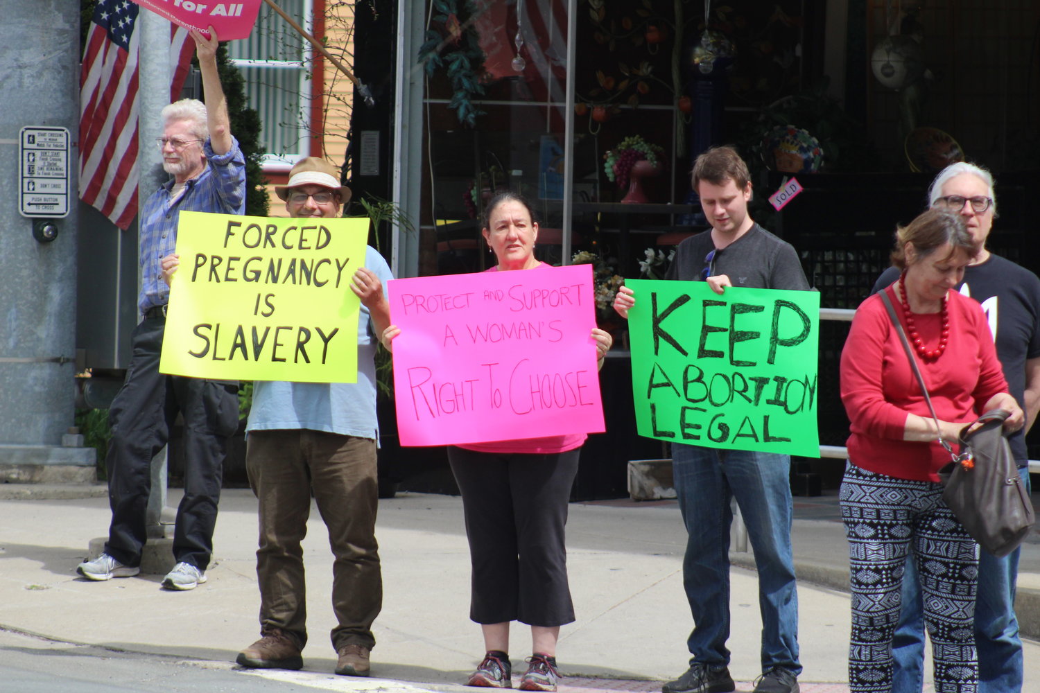 Demonstrators marched in Liberty on Saturday in support of Roe V. Wade.