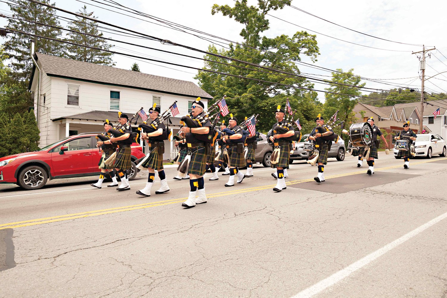 Hudson Vallery Regional Police Pipe and Drums music filled the air during Wurtsboro’s Memorial Day Parade.
