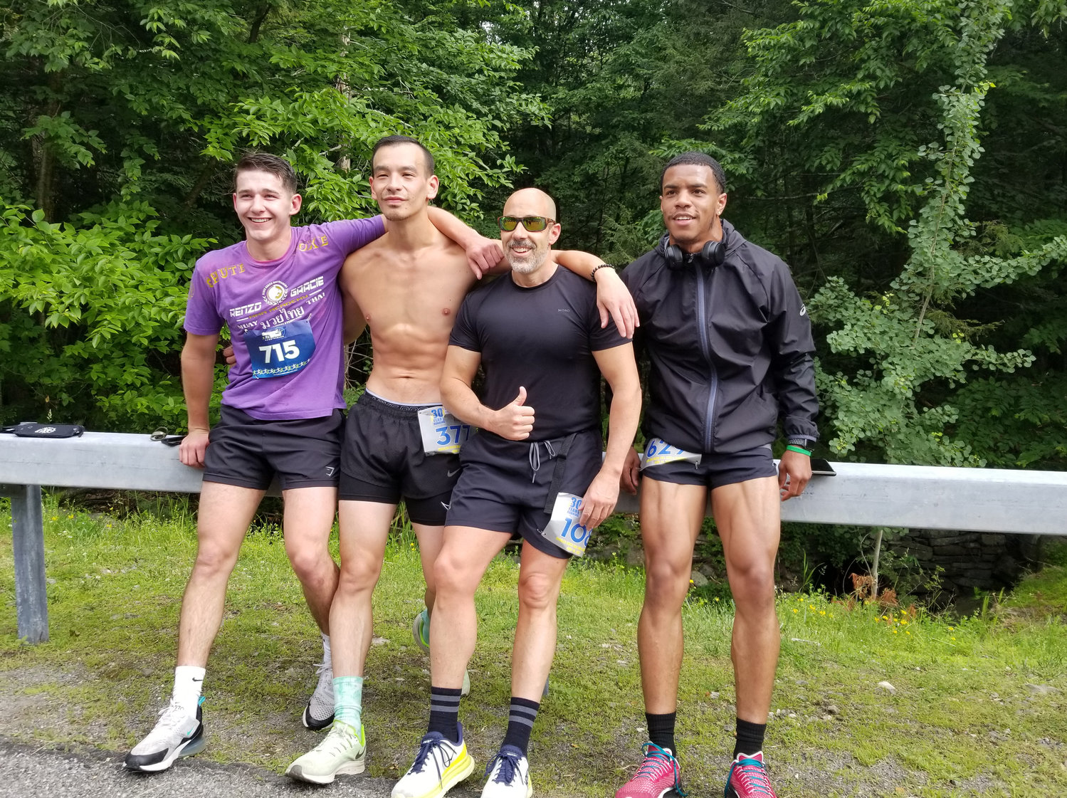 (From left) Michael Cubillas, Matt Sze, Brian Miros, and Yiovanni Fields ran the 5K as a group.