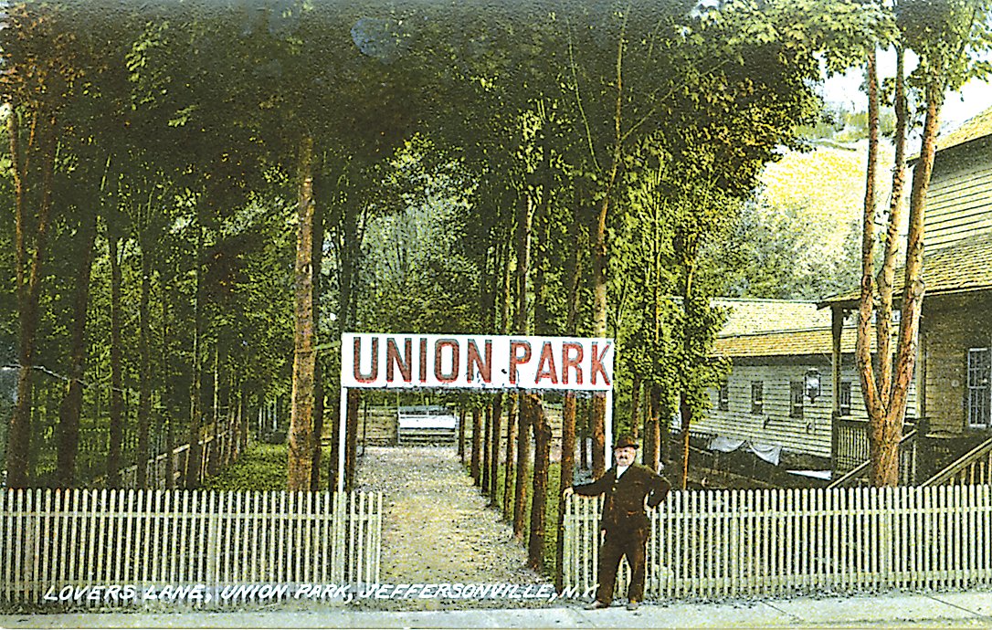 Union Park was a local hot-spot

Many church picnics and clam bakes were scheduled at a new park by the Masonic Hall in Jeffersonville, according to the Sullivan County Record, July 1891. Andrew Bietz’s Union Park was well-located for a community eager to have a good time outdoors. Music was provided by the Jeffersonville Band, and the crowd was sure to increase in the evenings once the farmers had finished the haying and other chores. In the park, the Record says, “electricity is not employed as the lighting power, but on such an occasion as this there are generally enough ‘sparks’ and auburn-haired girls around to fill the vacancy left by kerosene torches.” Willow Grove in Callicoon, Kohler’s Grove in Beechwoods, and Inderlied’s Grove in Youngsville (among others) offered alternate choices for entertainment in the warmer months.