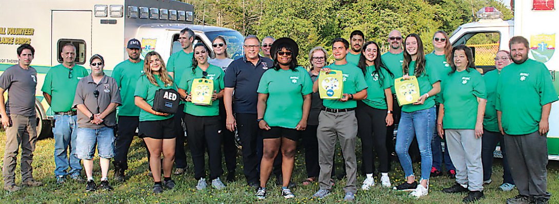 Members of the Rock Hill Volunteer Ambulance Corps gathered recently to show off some of their new automated external defibrillator (AED) units. Thanks to a generous donation from William and Ann Westerman, RHVAC was able to obtain these four AEDs which will help them in their mission to save lives.