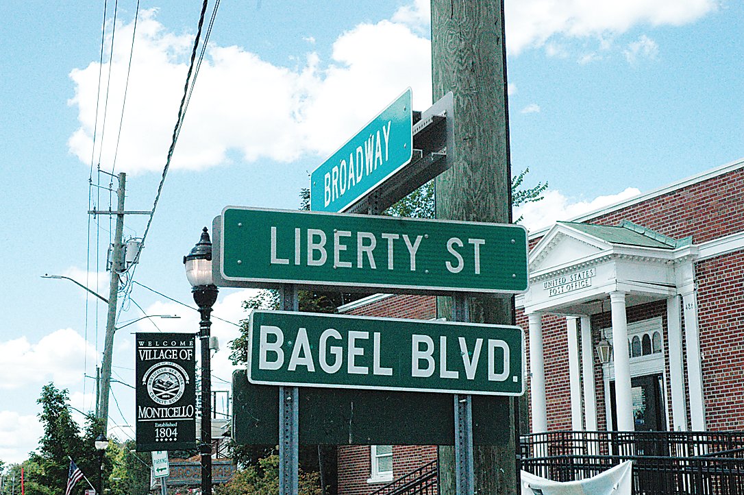 The transformation from Broadway into Bagel Boulevard was complete with signs put up for the whole day.