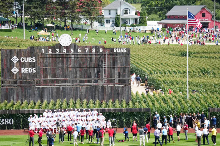Part of the ceremonies at this year’s “Field of Dreams” major league baseball game in Dyersville, Iowa.