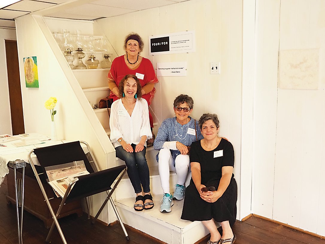 The artists of the FOUR/FOR exhibit at Domesticities in Youngsville (left to right) Marjorie Morrow, Gail Tuchman, Miriam Hernandez, and Alexis Siroc.
