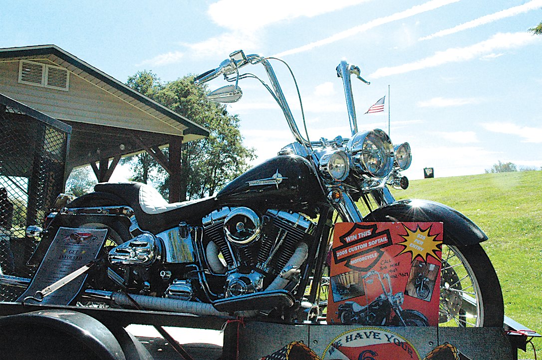 One of the many raffle prizes included a Harley Davidson motorcycle.