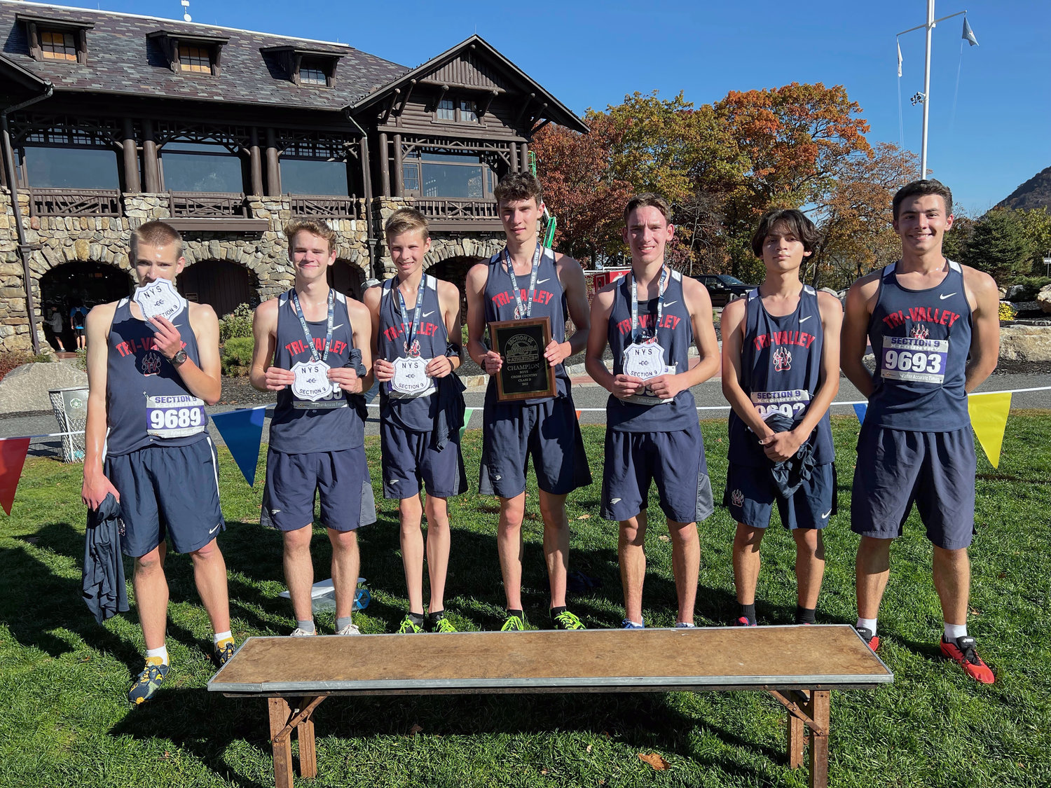 Section IX Class D Champions (left to right) Thomas Houghtaling, Craig Costa, Van Furman, Adam Furman, Vincent Mingo, Dayne Wall and Connor Weyant.