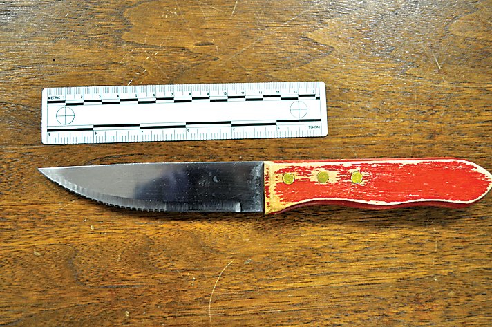 contributed photo 
Law enforcement in Liberty allege a Woodbourne man used this knife during a robbery at the Key Bank on South Main Street on Thursday, November 17.