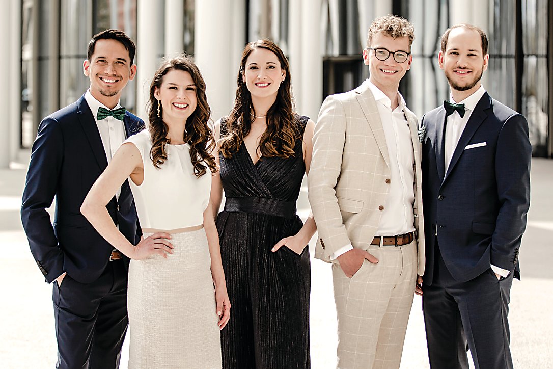 The members of Calmus Ensemble Leipzig will perform on December 11 at the Milford Theater.