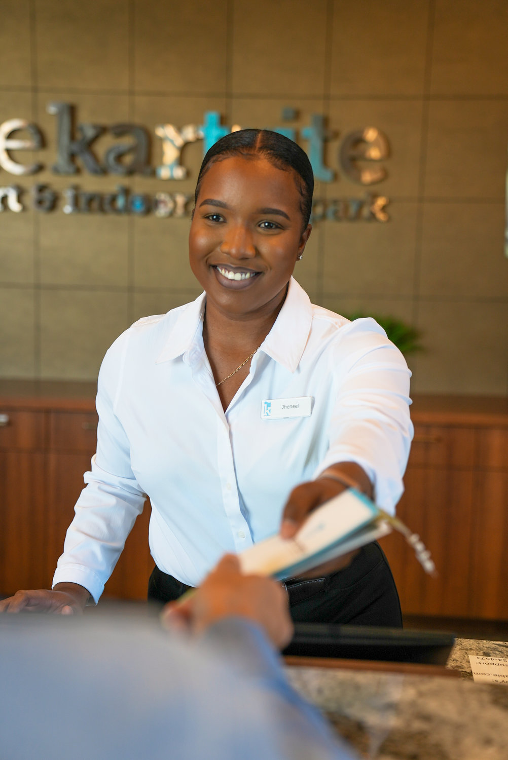 Jheneel Burkley, the Front Office Manager at The Kartrite Resort and Indoor Waterpark, is recognized for her hospitality.