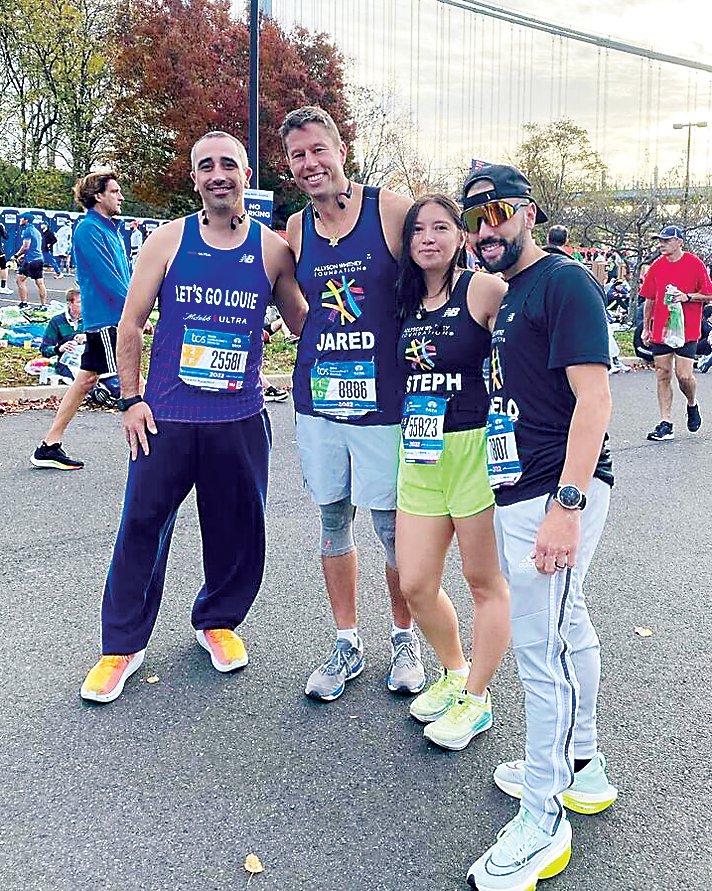 From left to right, runners Louie  Di Costanzo, Jared Kaufman, Stephany Lopez and Angelo Cracchiolo.