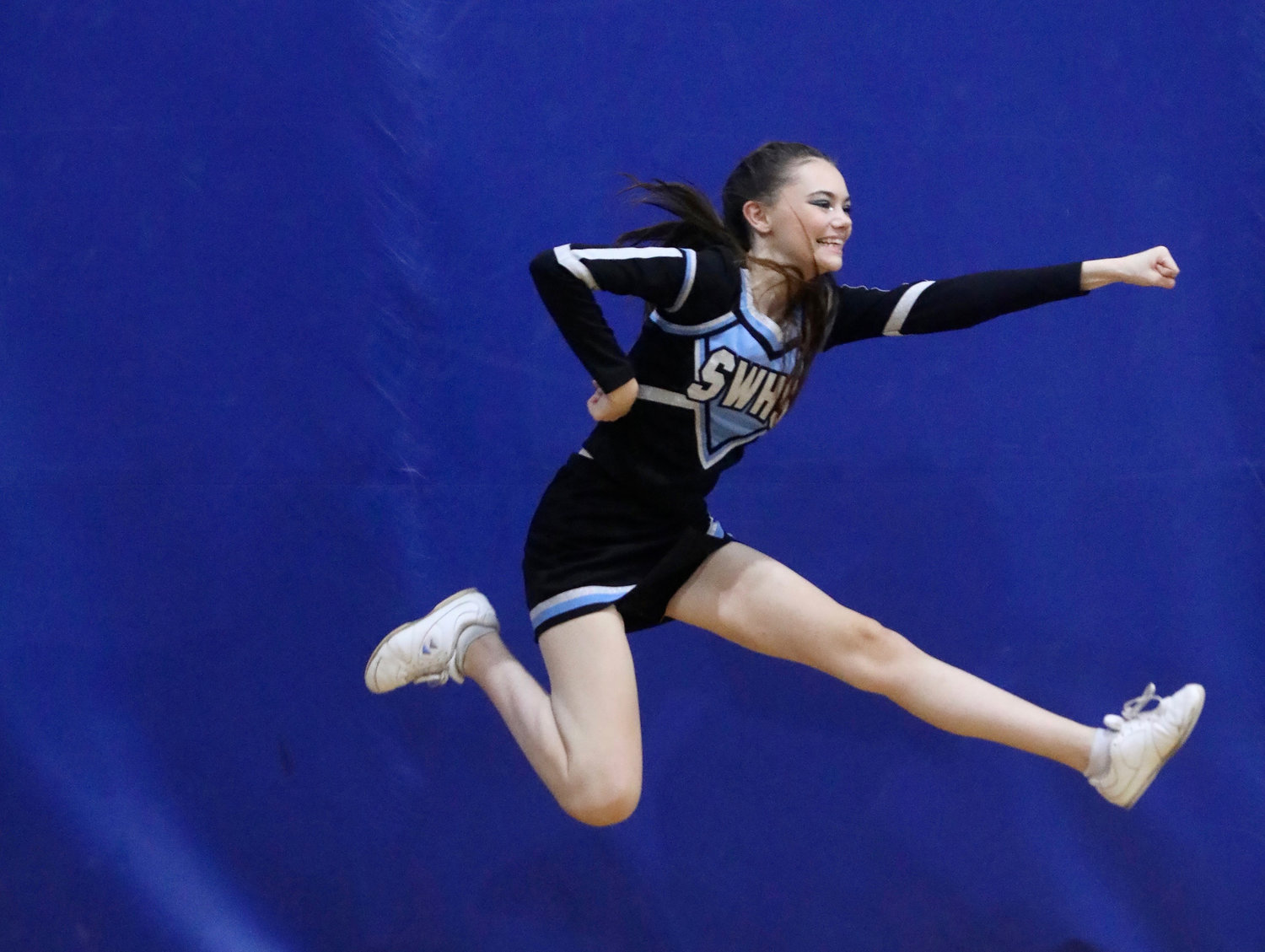 Sullivan West’s Bella Wagner shows her impressive leaping spirit.