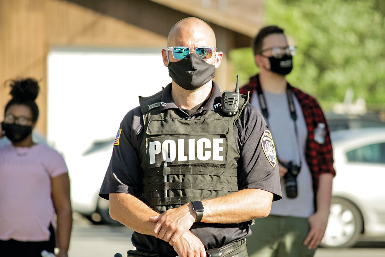 A Fallsburg Police Officer during a Black Lives Matter Rally in 2020, which led to Fallsburg passing Police Reform measures, which will be revamped in 2023.