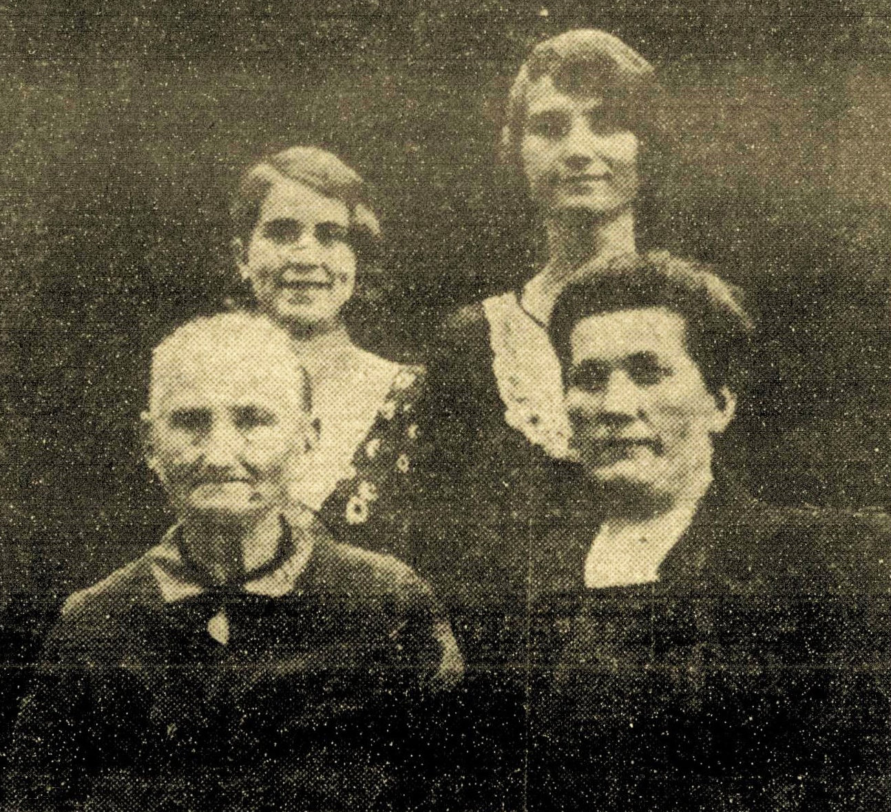 A Middletown Times Herald photo of Susanna Potsch and her family shortly after her nomination to run for Superintendent of the Poor in 1929. Susanna is bottom right. Her mother, Susanna Schwatz, is next to her and her two daughters are behind them.