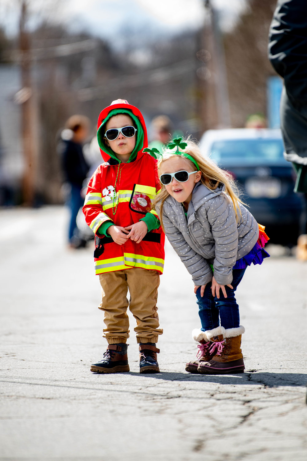 When dad’s in the parade, you get dressed up and ready to watch! Nick, 4, and Karly Park 5, of Livingston Manor watch for dad, Dan, and the rest of the county’s first responders.