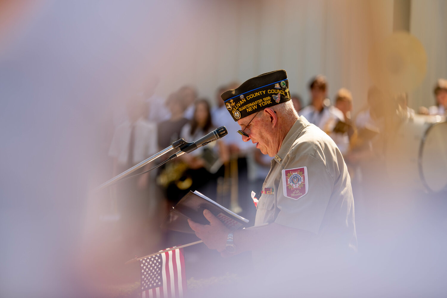Veteran Art Flynn leads the annual pre-parade ceremony in honor of those who lost their lives fighting for our country.