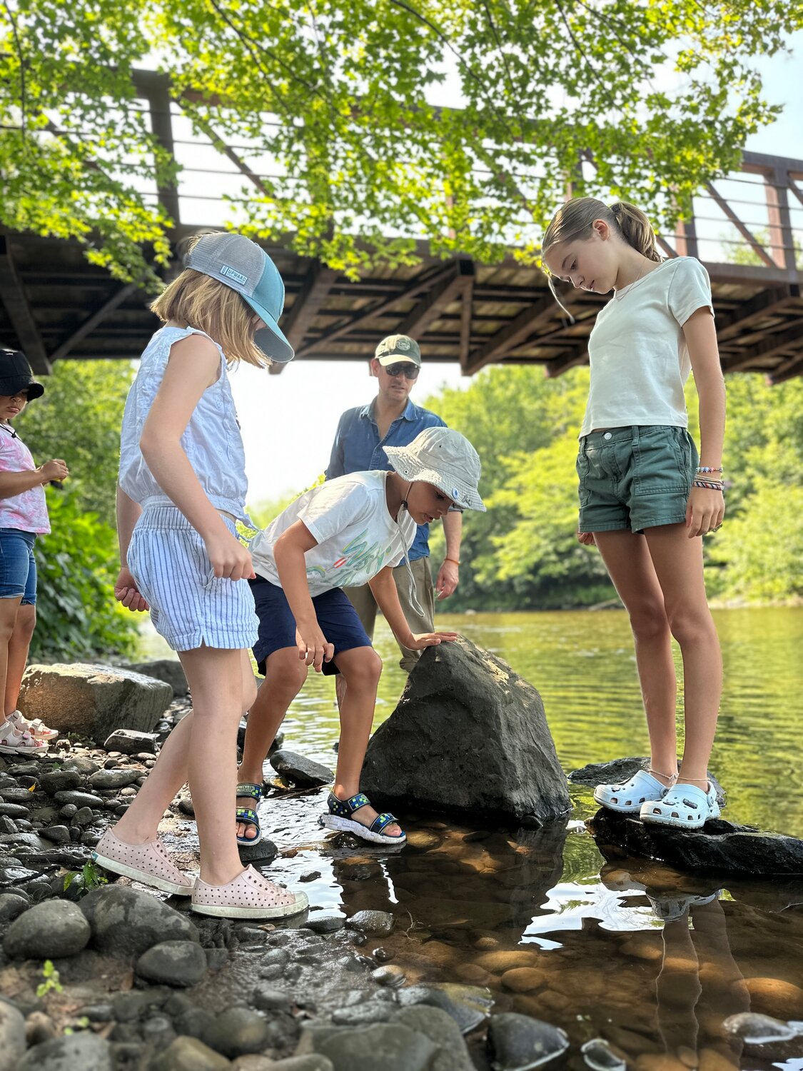 CFFCM Programming and Events Coordinator Todd Spire provided  fun and entertaining activities for children during Summerfest. Here the children were able to turn over rocks in the Willowemoc and find aquatic insects and bottom-living creatures.