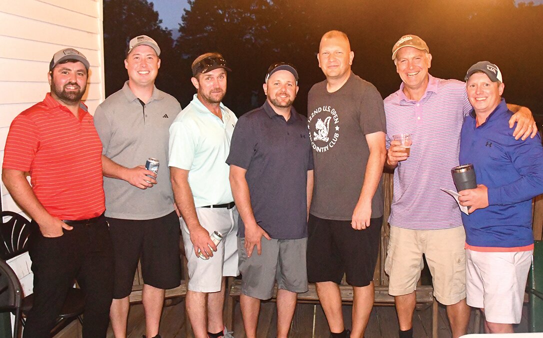 The Twin Village Golf Course Monday Night Men’s League held its awards event on Monday evening following the final match of the year. From the left are third place winners Dylan Murphy and Seth Darbee; second place winners Paul and Steve Ryder; League President Chuck Husson IV and league champions BJ Hendrickson and Bryan Thomas.