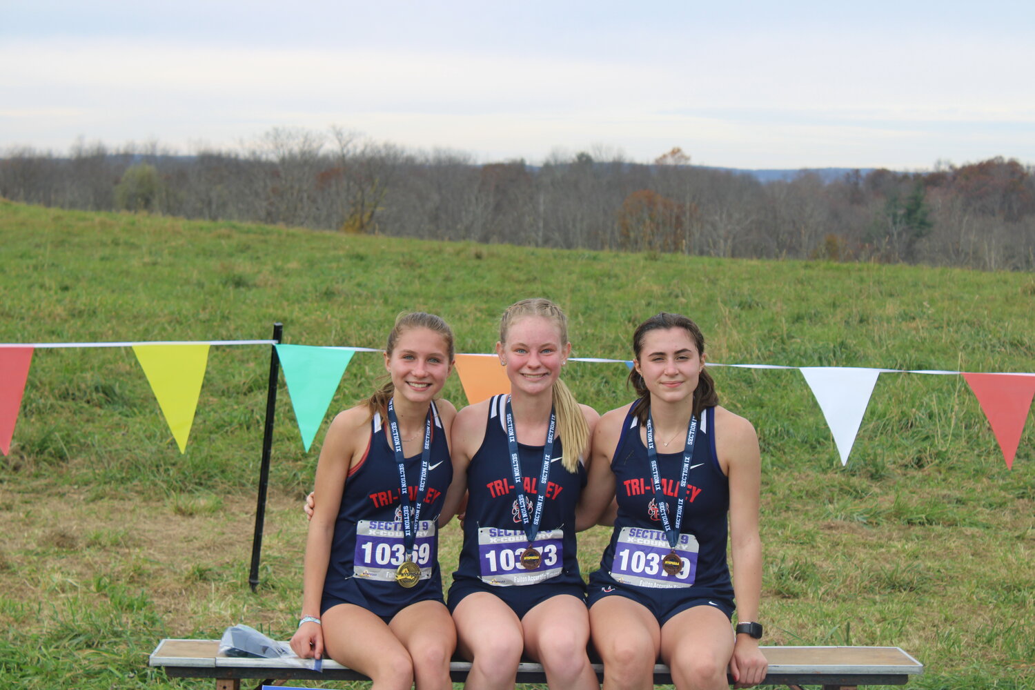 Representing Tri-Valley at States for the girls will be, from left to right, Anna Furman, Amelia Mickelson and Em Richardson.