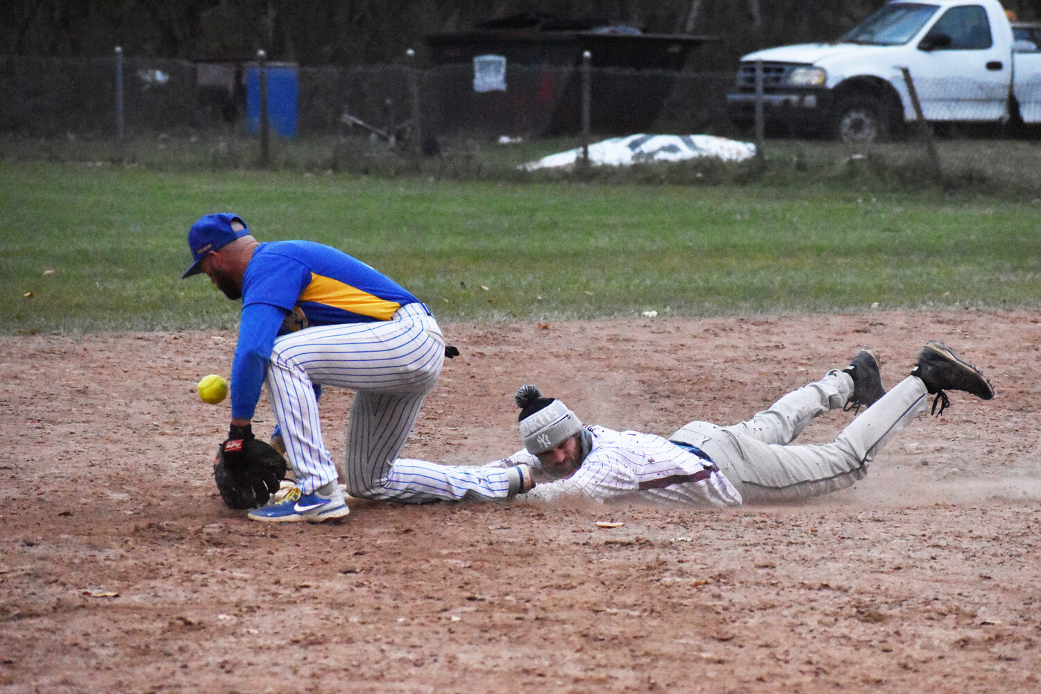 Mike Mills slides safely into second during a semifinal game before the Championship.