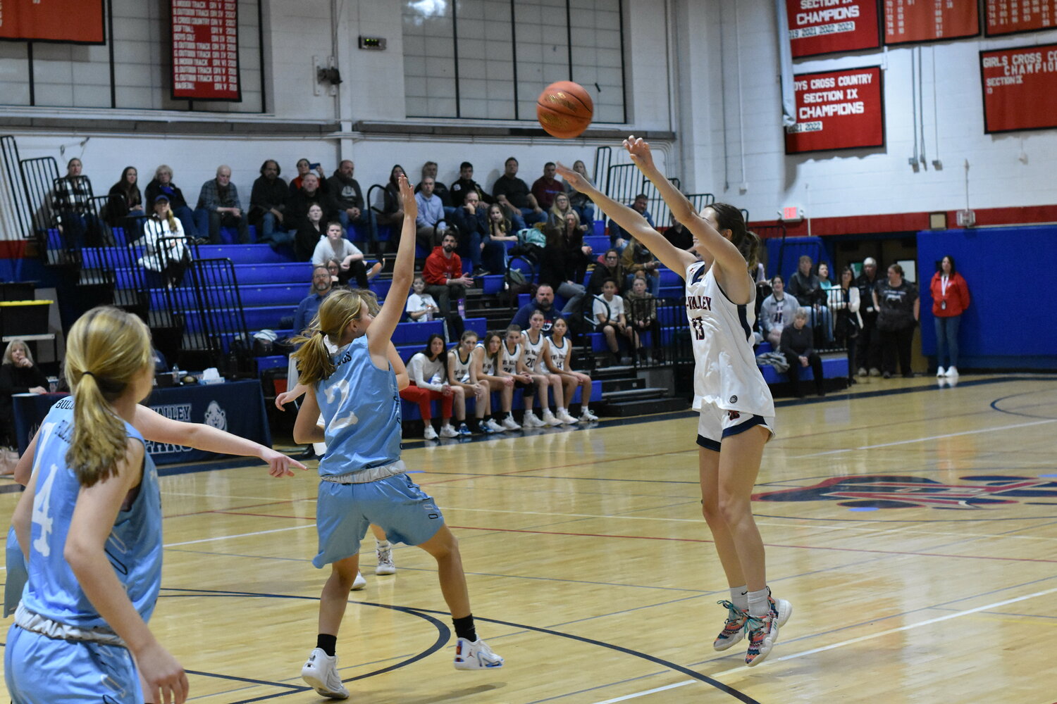 Tri-Valley’s Jenna Carmody, who scored a team-high 11 points, takes an open jumpshot.