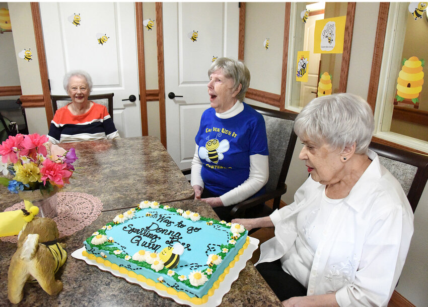 Sedalia Primrose Retirement Community resident Donna Egan, 89, left, is surprised when a cake is presented to her Friday, April 26 in the Independent Living Bistro. Egan won the regional Primrose Spelling Bee, and the center celebrated her accomplishment. She will now advance to a national competition.


Photo by Faith Bemiss-McKinney | Democrat