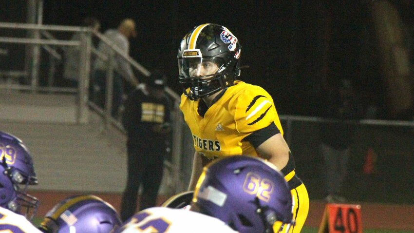 Smith-Cotton senior Parker Brown scans the Hickman offense during the game on Sept. 27. Brown led the Tigers with 13 total tackles in the 21-14 loss to Capital City Friday, Oct. 11.


File photo by Jack Denebeim | Democrat