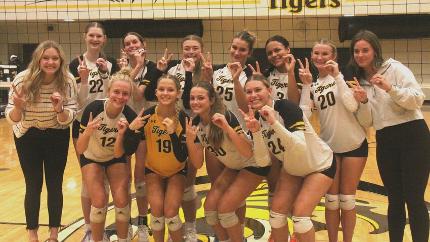 The Smith-Cotton volleyball team celebrates winning its 20th game of the season after defeating Boonville in straight sets Thursday, Oct. 17. This is the team's first 20-win season since 2015.


Photo by Jack Denebeim | Democrat