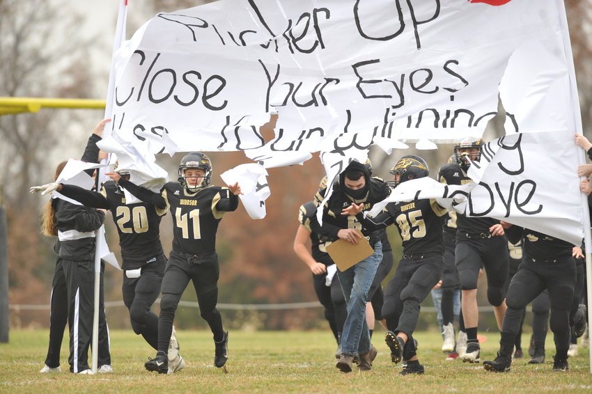 Windsor football takes the field before a Nov. 21 game against Marionville at Dave Powell Memorial Field.