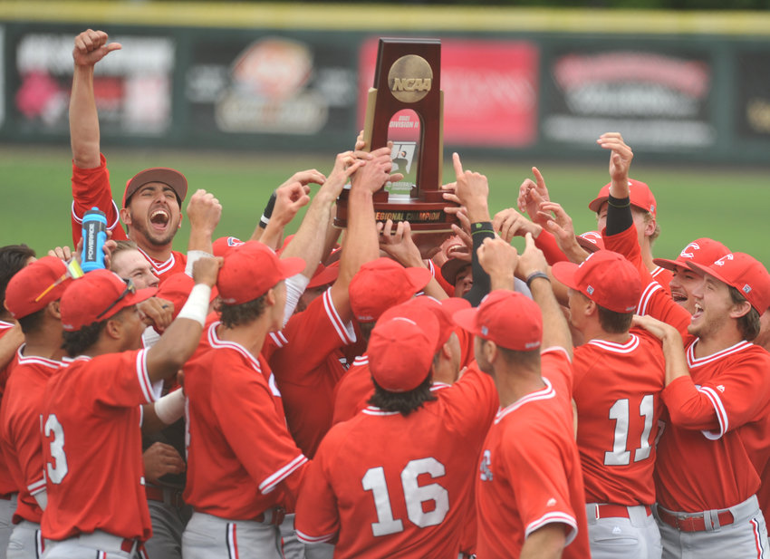 Mules baseball lifts the NCAA Division II Central Region Championship trophy Monday after a 12-5 victory over Southern Arkansas at Crane Stadium/Tompkins Field in Warrensburg.