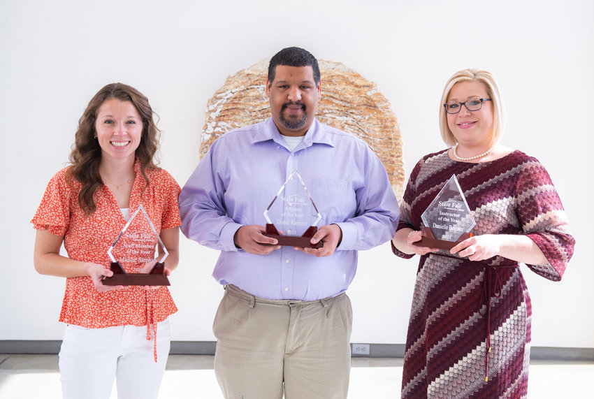 State Fair Community College announced on April 8 the 2022 Instructor, Adjunct and Staff Member of the Year recipients. From left, Maddie Stephan, Staff Member of the Year; Dondi Ramirez, Adjunct of the Year; and Danielle Beumer, Instructor of the Year. Students nominate and select the winners.
