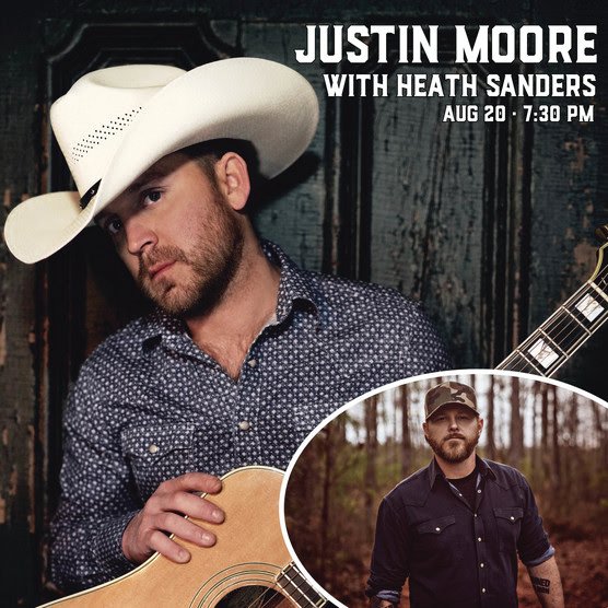 Country singer Justin Moore and Heath Sanders will perform Aug. 20 at the Missouri State Fair.
