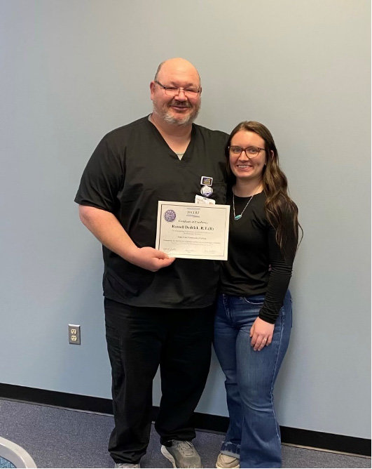 Radiologic Technology second-year students at State Fair Community College voted Russell Dedrick, a technologist at Bothwell Regional Health Center, as the Clinical Instructor of the Year. Dedrick was one of the first students to graduate from SFCC&rsquo;s program. His daughter Katlynne Dedrick, who graduated May 13 from SFCC&rsquo;s Radiologic Technology program, presented the award to him.
