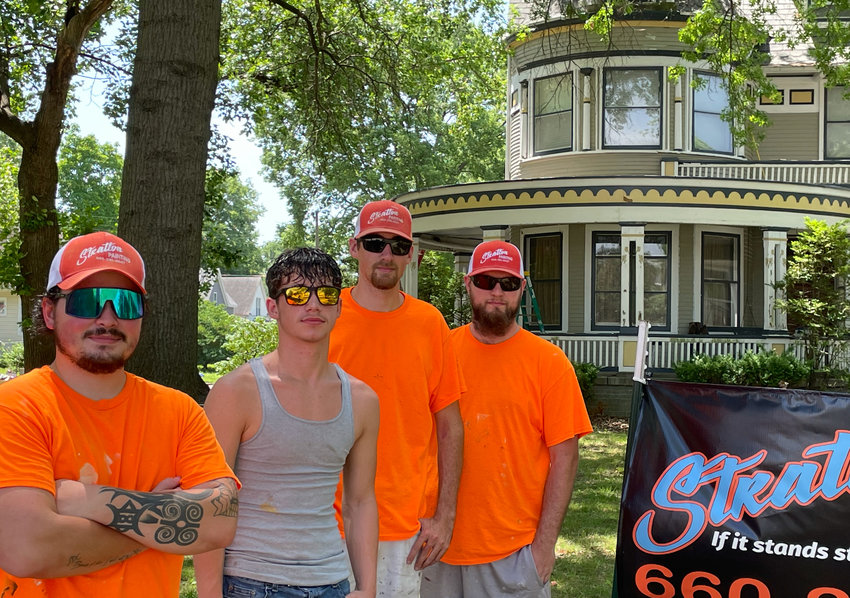 Stratton Painting&rsquo;s Teddy Cruz, Reece Cruz, Dailen Yonce and James Wedge are painting the historic Heard home at West Broadway Boulevard and Vermont Avenue.