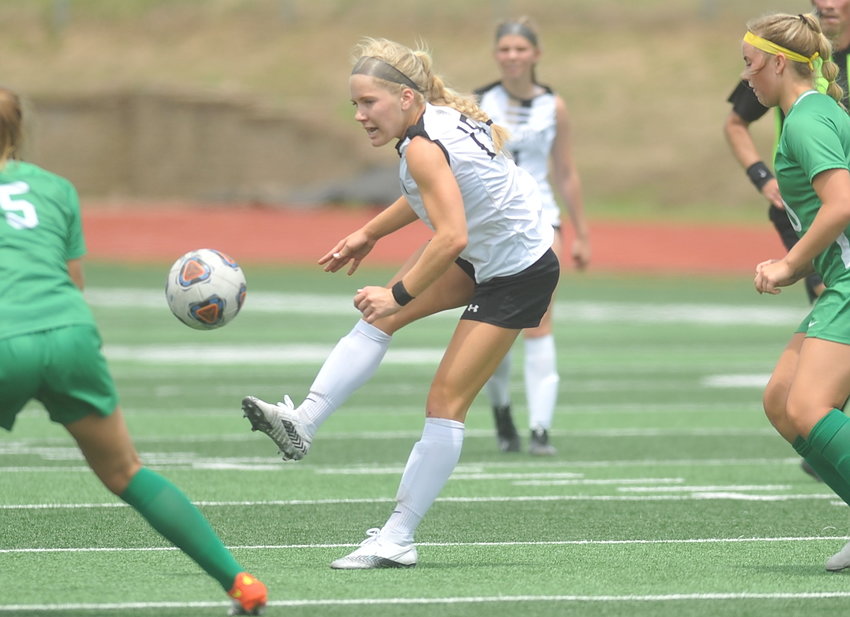 Senior Kiser Pannier boots a pass upfield in Smith-Cotton&rsquo;s sectional game at Smithville on May 28. She was named to the Class 3 All-State Team alongside classmate Adamaris Ramirez.