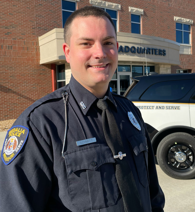 Sedalia Police Officer Kyle Schmitt has been named Officer of the Year by the Missouri Law Enforcement Traffic Safety Advisory Council for over 700 traffic stops and 89 driving-while-intoxicated arrests in 2021.