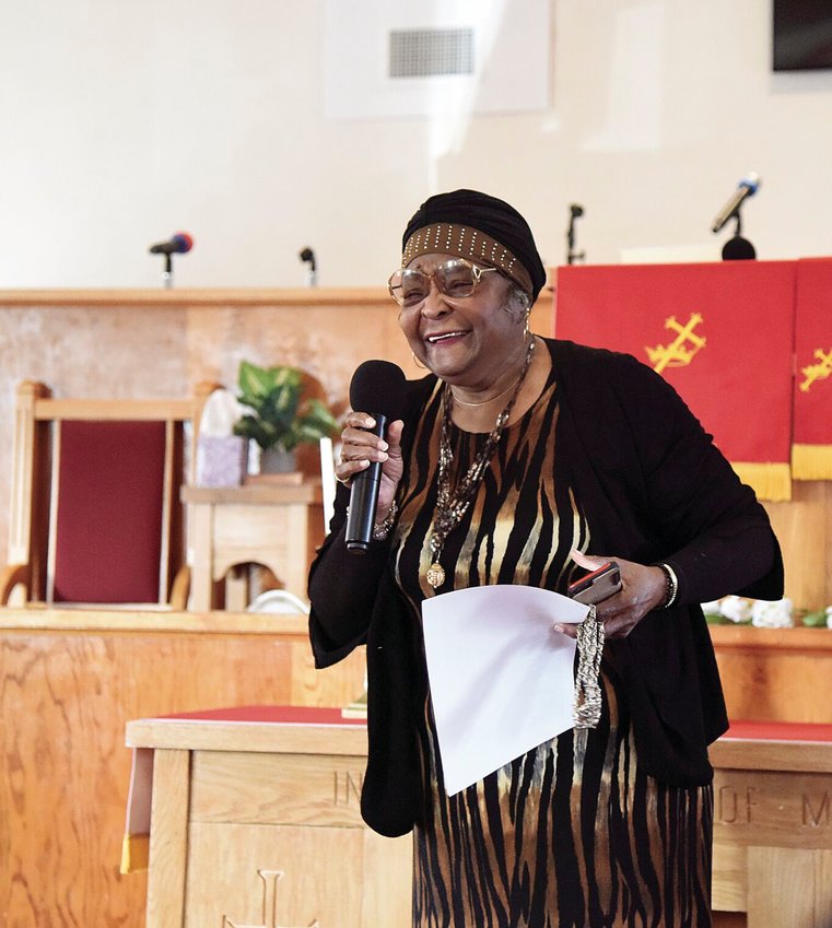 Doris Thurston prepares to read the Langston Hughes poem, &quot;Let America Be America Again,&quot; Monday, Jan. 16 during the Dr. Martin Luther King Jr. celebration at Burns Freewill Baptist Church. Hughes wrote the poem in 1935 while traveling from New York to Ohio to see his mother, who was ill. Thurston said Hughes discusses the nature of dreams and who gets to have those dreams.