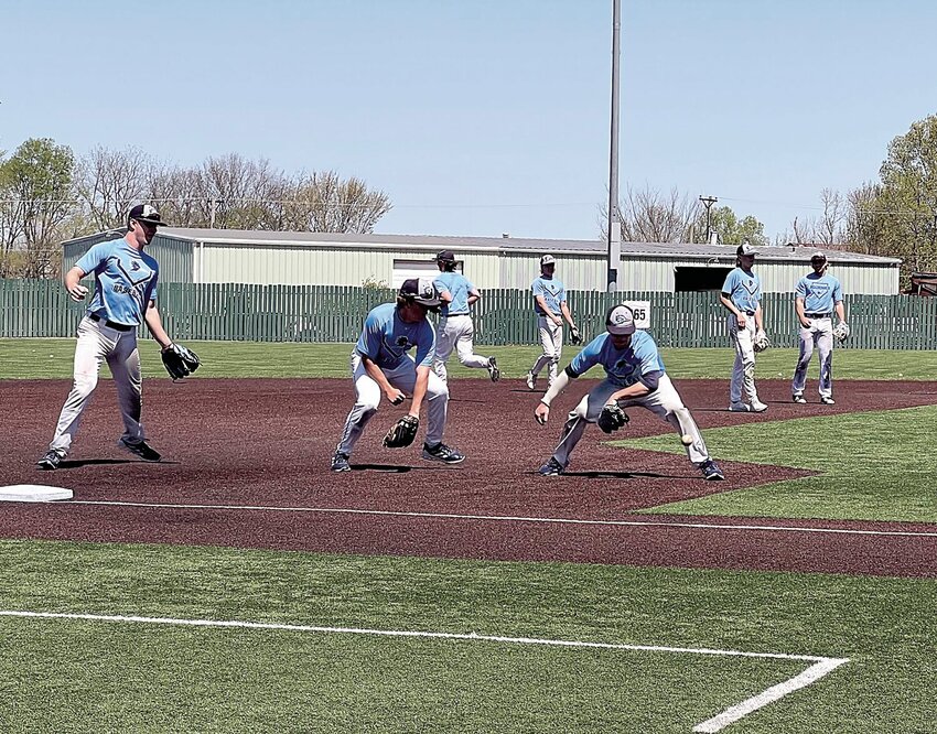 On Monday, the State Fair Community College Roadrunners baseball team practices at Liberty Park Stadium. On Friday, the City of Sedalia announced a $1.3 million matching grant for improvements at the stadium.   Photo by Faith Bemiss | Democrat