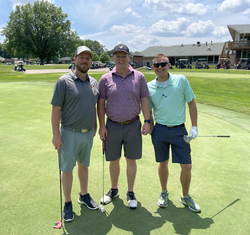 Jaron Lucchesi, Adam Tilley and Dustin Rohrbough were the first place winners for the Men&rsquo;s A Flight in the 10th annual Putting &ldquo;Fore&rdquo; The Kids Golf Tournament on June 12.   Photo courtesy of Boys &amp;amp; Girls Clubs of West Central Missouri