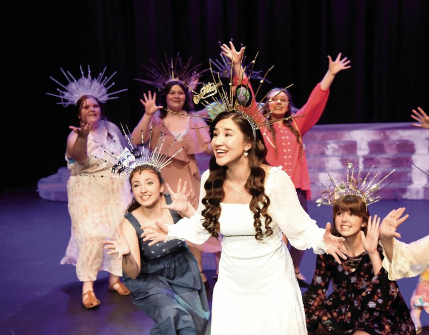 Thursday evening Liberty Center Association for the Arts Jr. Theater students rehearse for the upcoming musical, &quot;Xanadu,&quot; which will open Friday night. The production will be at 7:30 Friday and Saturday and at 2 p.m. on Sunday.   Photo by Faith Bemiss | Democrat