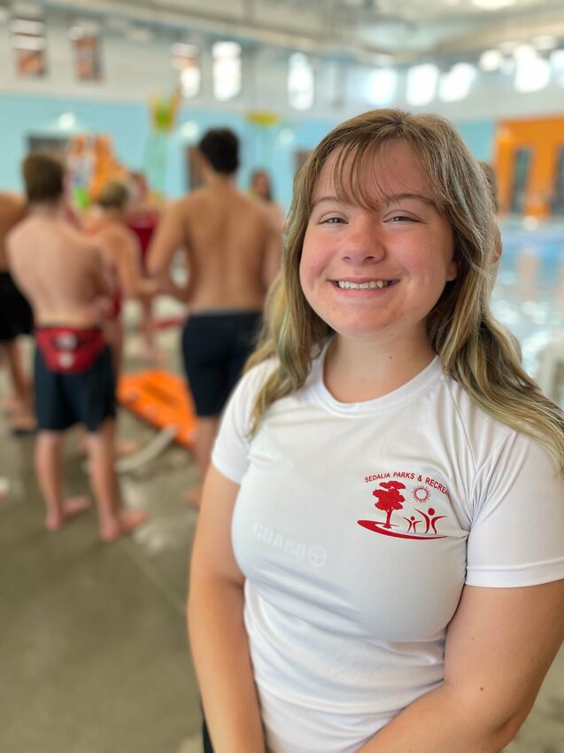 Lifeguard Kate Ellison, 17, and 11 other guards with Sedalia Parks and Recreation are participating in a 15-mile Challenge to raise money for the Red Cross. Ellison saw the challenge on Facebook.   Photo by Chris Howell | Democrat