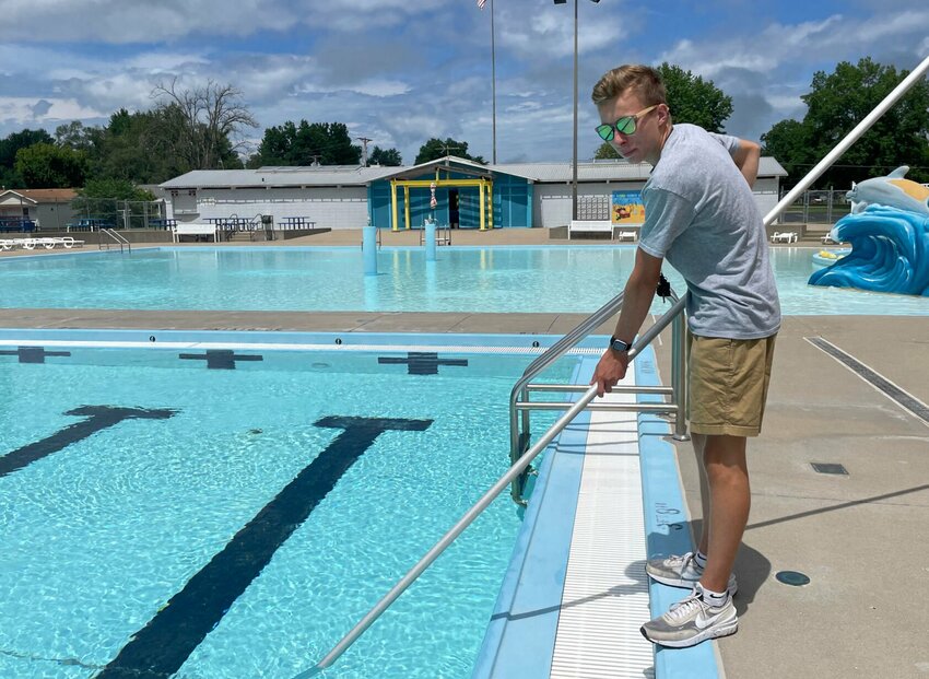 A Sedalia Parks and Recreation employee prepares Centennial Pool for its last day of operation Wednesday, Aug. 9. After more than 50 years, the pool is closing and will be demolished this spring. A new aquatics facility is projected to open in Summer 2025 on the east side of Sedalia.   Photo by Chris Howell | Democrat