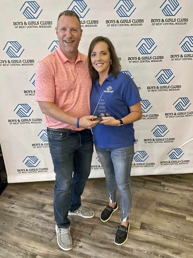 Smithton Site Director Stacey Sanders, right, was named Boys &amp;amp; Girls Clubs of West Central Missouri&rsquo;s full-time employee of the year. Sanders is seen with Executive Director Gary Beckman.   Photo courtesy of the Boys &amp;amp; Girls Clubs of West Central Missouri