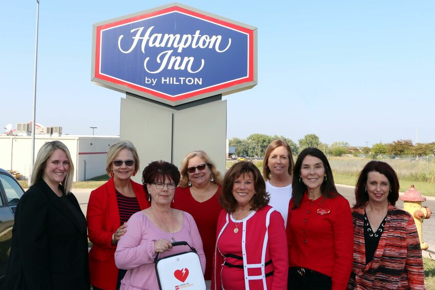 From left, Lauren Thiel-Payne, Bothwell Foundation executive director; Trish Henson, committee member; Victoria McGuire, Hampton Inn front desk clerk; Susan Mergen, committee member; Lori Wightman, Bothwell CEO and committee co-chair; Robin Balke and Rhonda Ahern and Lisa Irwin, committee members.   Photo courtesy of Bothwell Regional Health Center