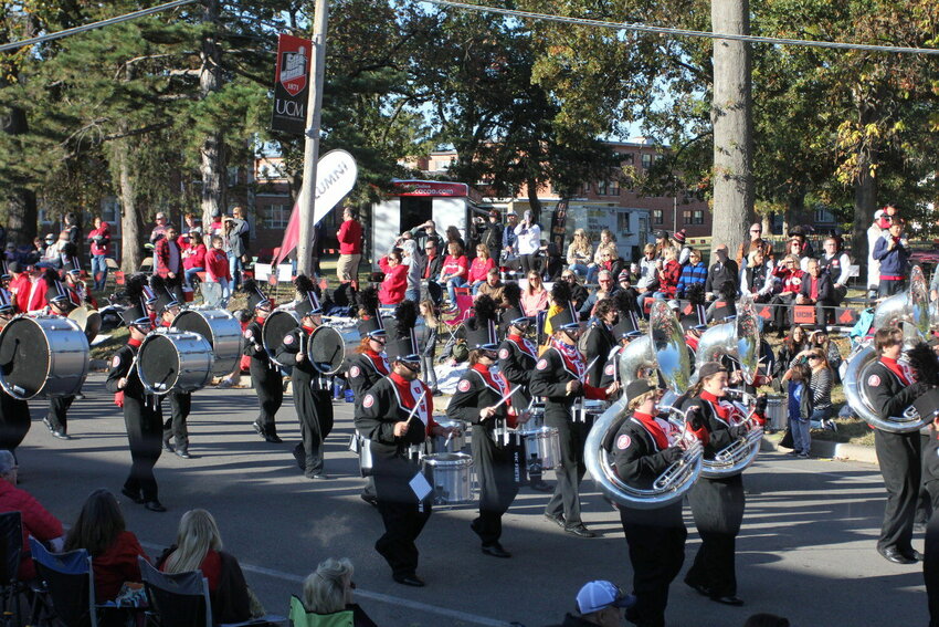 The Marching Mules play for the crowds gathered for the 2022 UCM Homecoming parade route on Saturday, Oct. 15, 2022. The 2023 Homecoming parade will begin at 9 a.m. Saturday, Oct. 21.