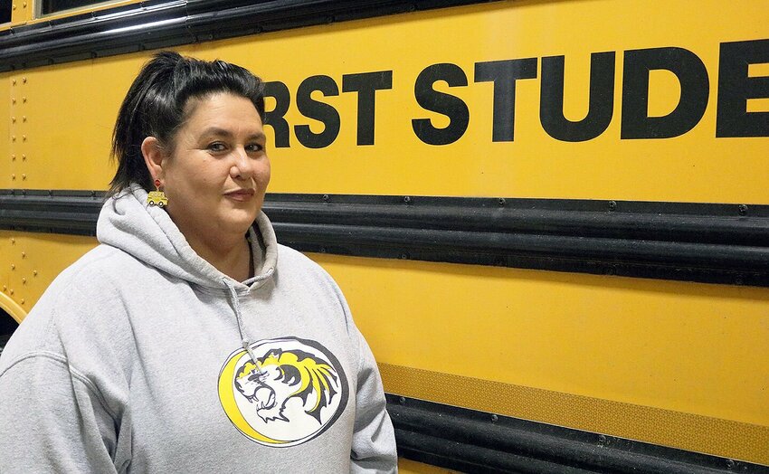 First Student bus driver Jackie Dellinger has earned praise from her riders and their parents for creating a safe and welcoming atmosphere on her bus.   Photo courtesy of Sedalia School District 200